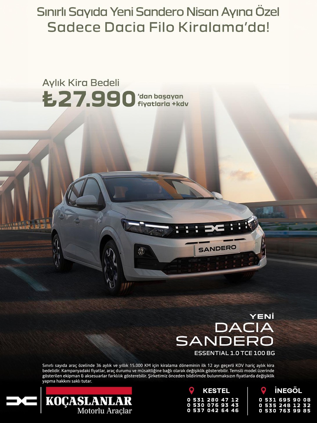 Dacia Sandero, Nisan ayına özel filo kiralama fırsatıyla